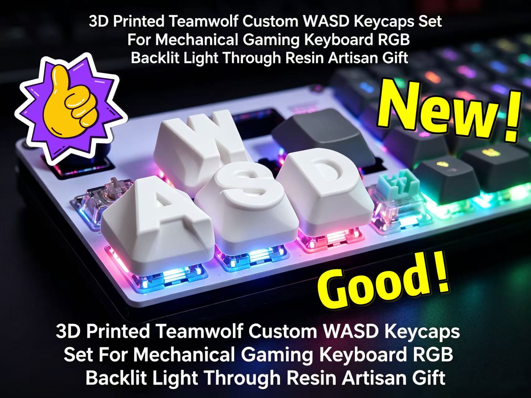 Gaming Keyboard 2026 - Juego de Teclas WASD Personalizadas Teamwolf